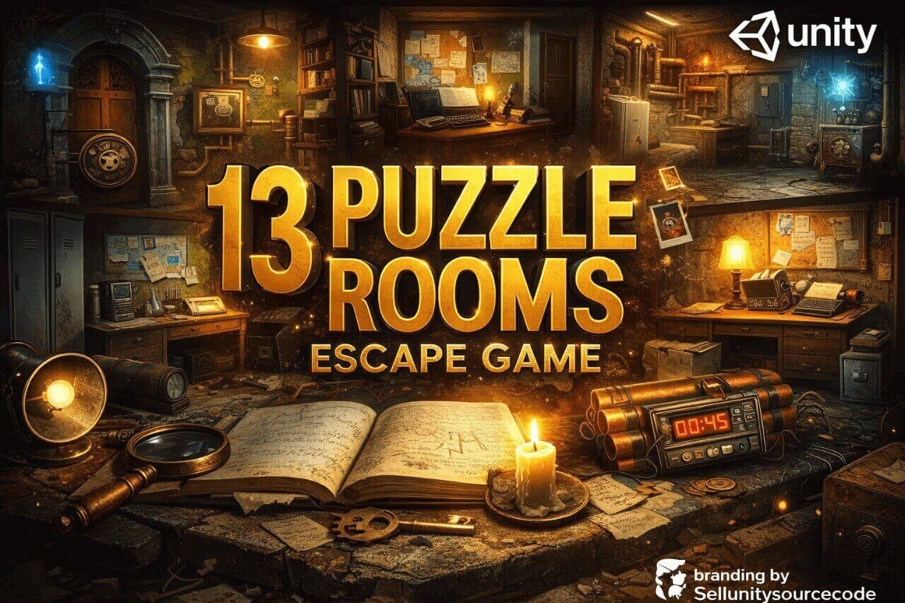 13 Puzzle Rooms: Escape Game Unity Source Code