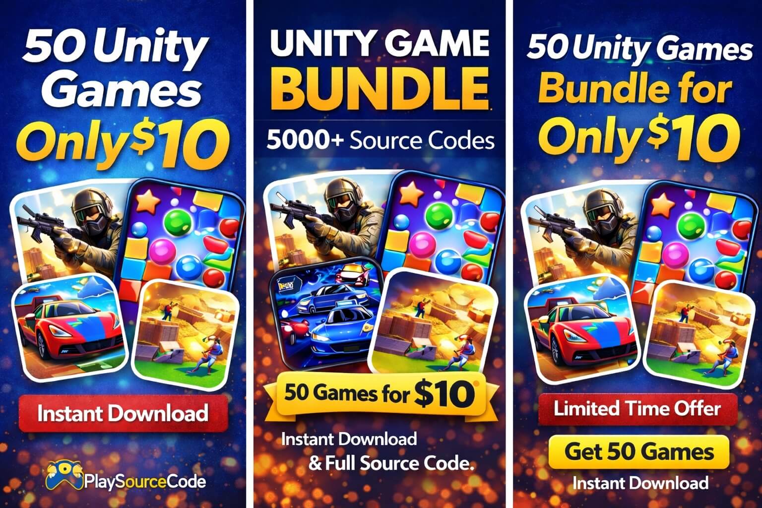 50 Games Mega Bundle – Unity Source Code | PlaySourceCode.net