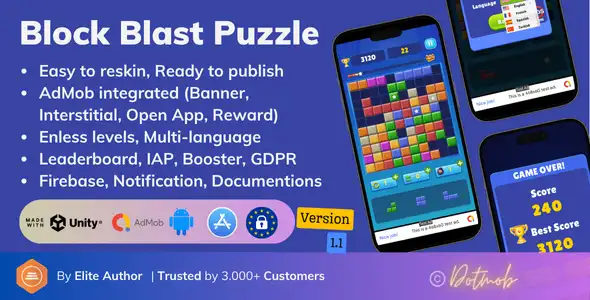 Block Puzzle Pro – Leaderboards & Admob Ready Unity Template