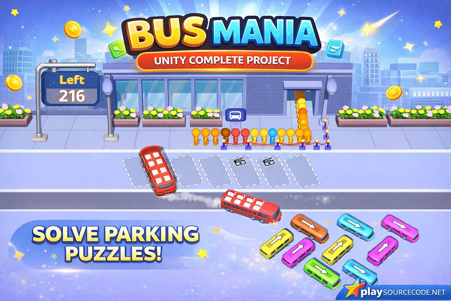 Bus Mania jam  100+ Levels Unity Complete Project