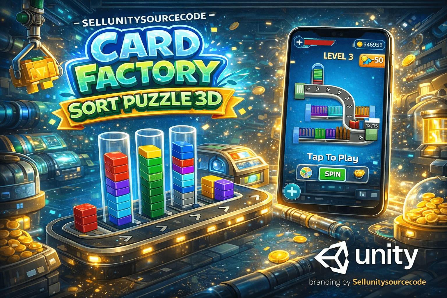 Card Factory Sort Puzzle 3D – Unity Game Source Code