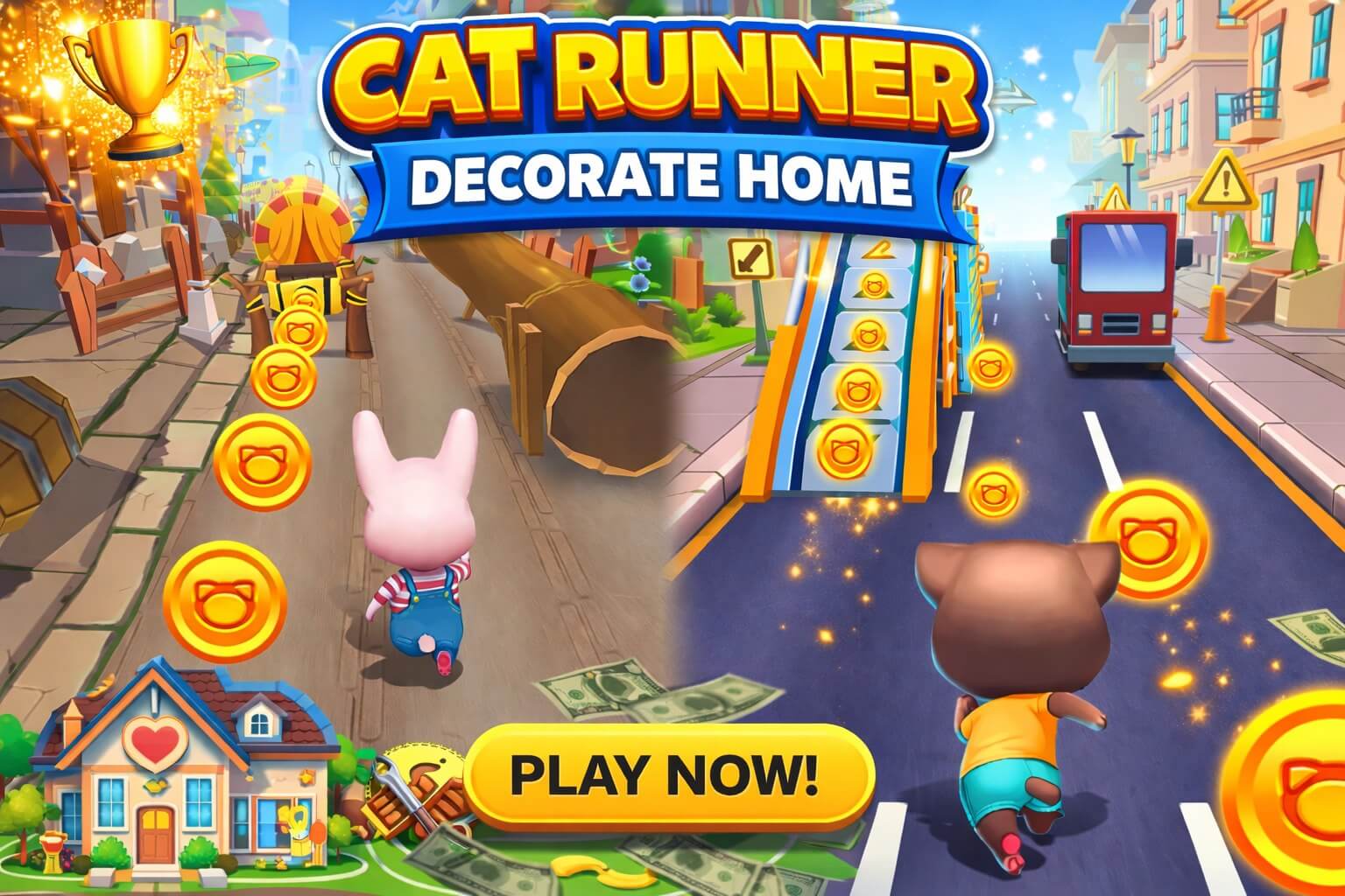 Cat Runner: Decorate Home Unity Source Code