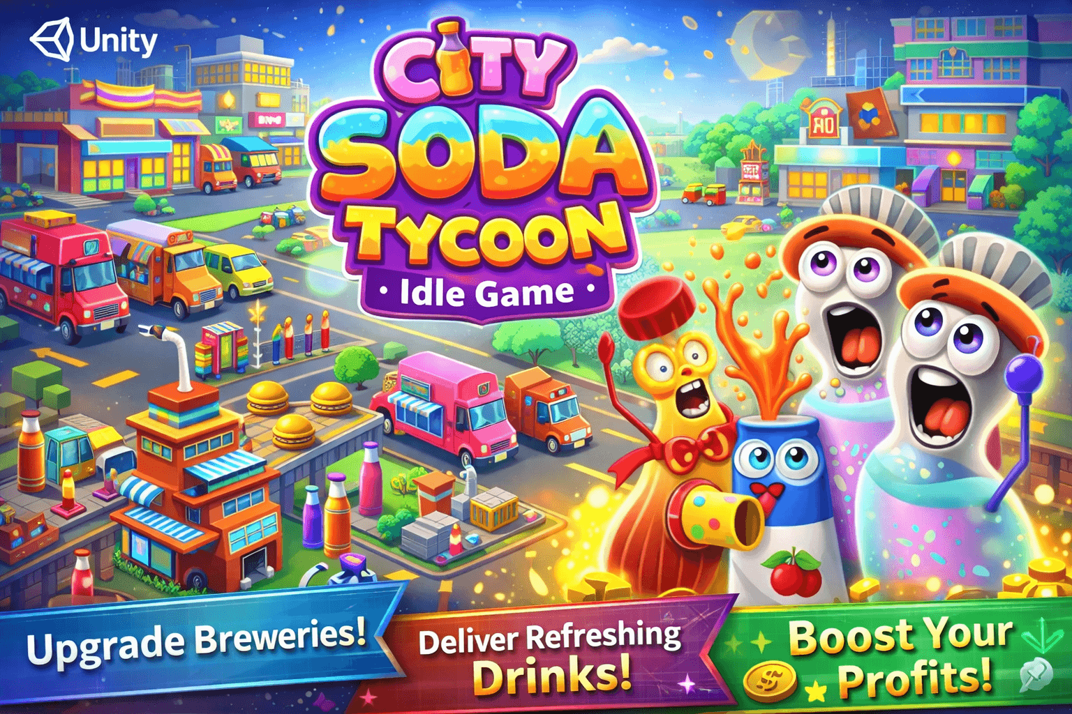 City Soda Tycoon: Idle Factory Clicker Unity Source Code (Automation & Upgrades)