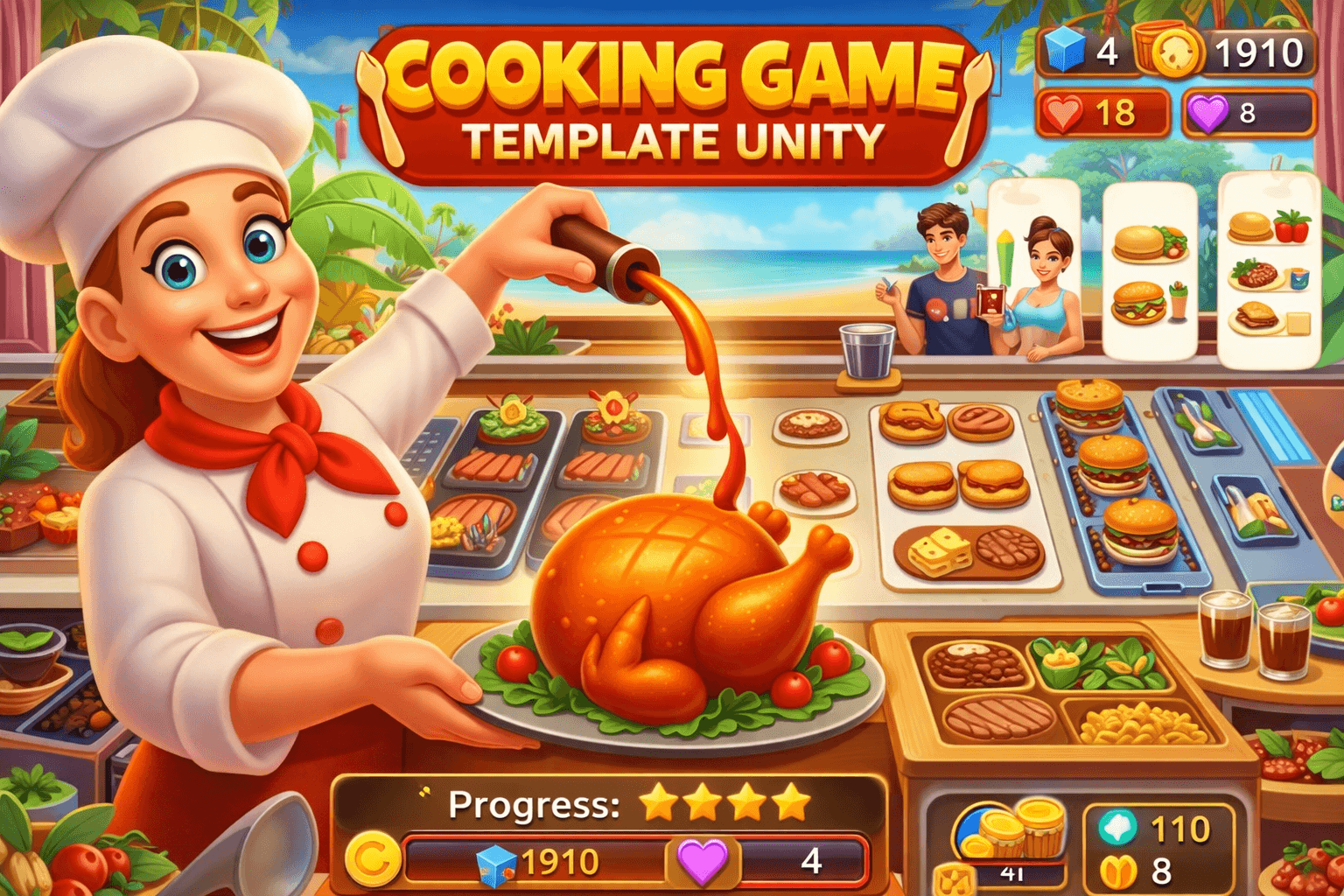 Cooking Game Template – Time-Management Restaurant Game (Unity)