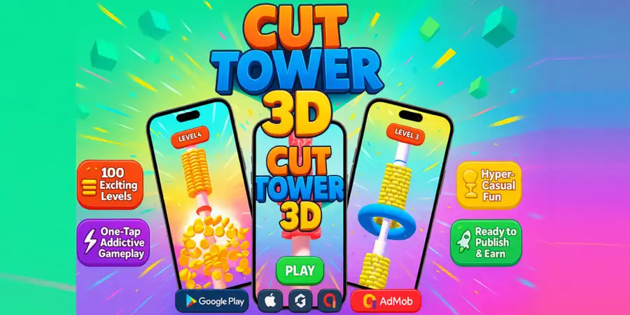 Cut tower 3d Hyper Casual Game