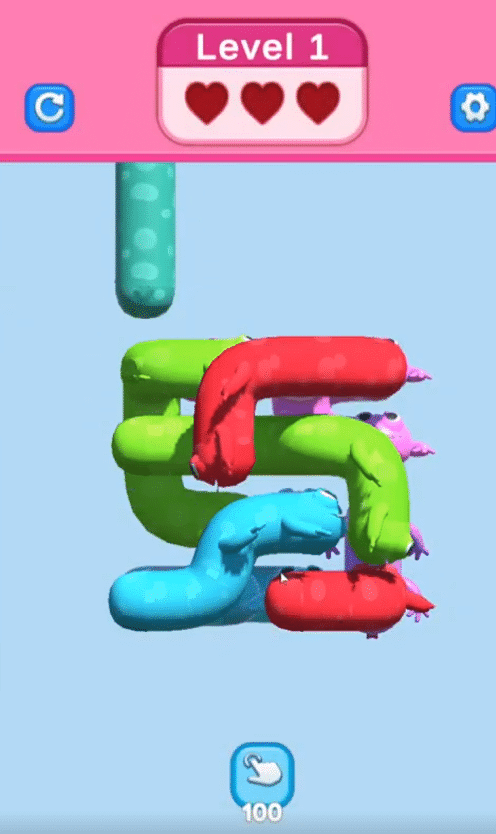 Download Worm Stack Tap Away Puzzle Unity Source Code – 150 Levels Included screenshot 2