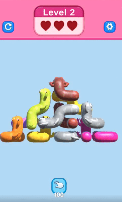 Download Worm Stack Tap Away Puzzle Unity Source Code – 150 Levels Included screenshot 3