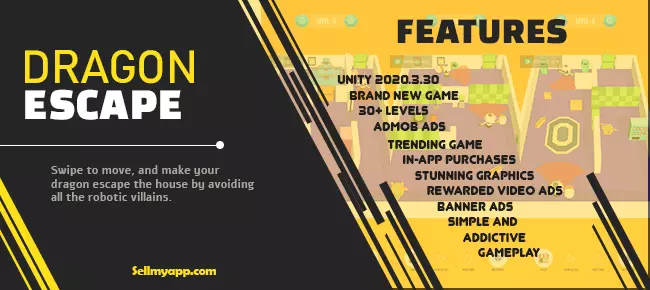 Dragon Escape – Hypercasual Puzzle Game SellUnitySourceCode