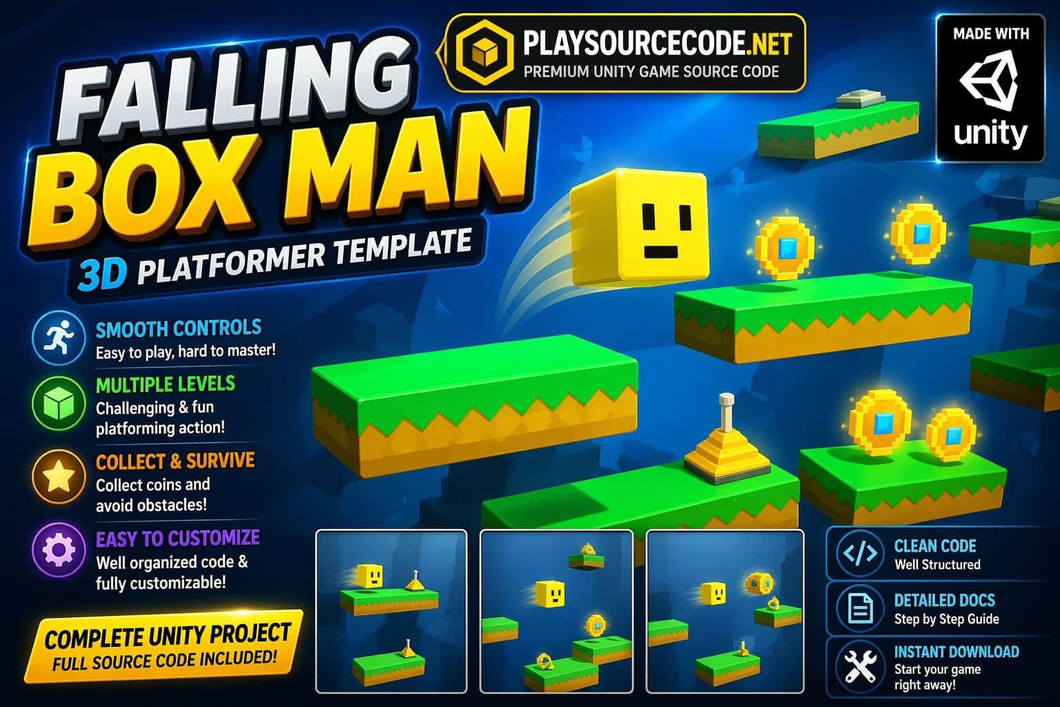 Falling Box Man Unity Template
