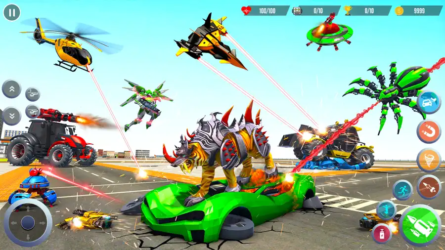 Flying Tiger Robot Car Game 3D SellUnitySourceCode 