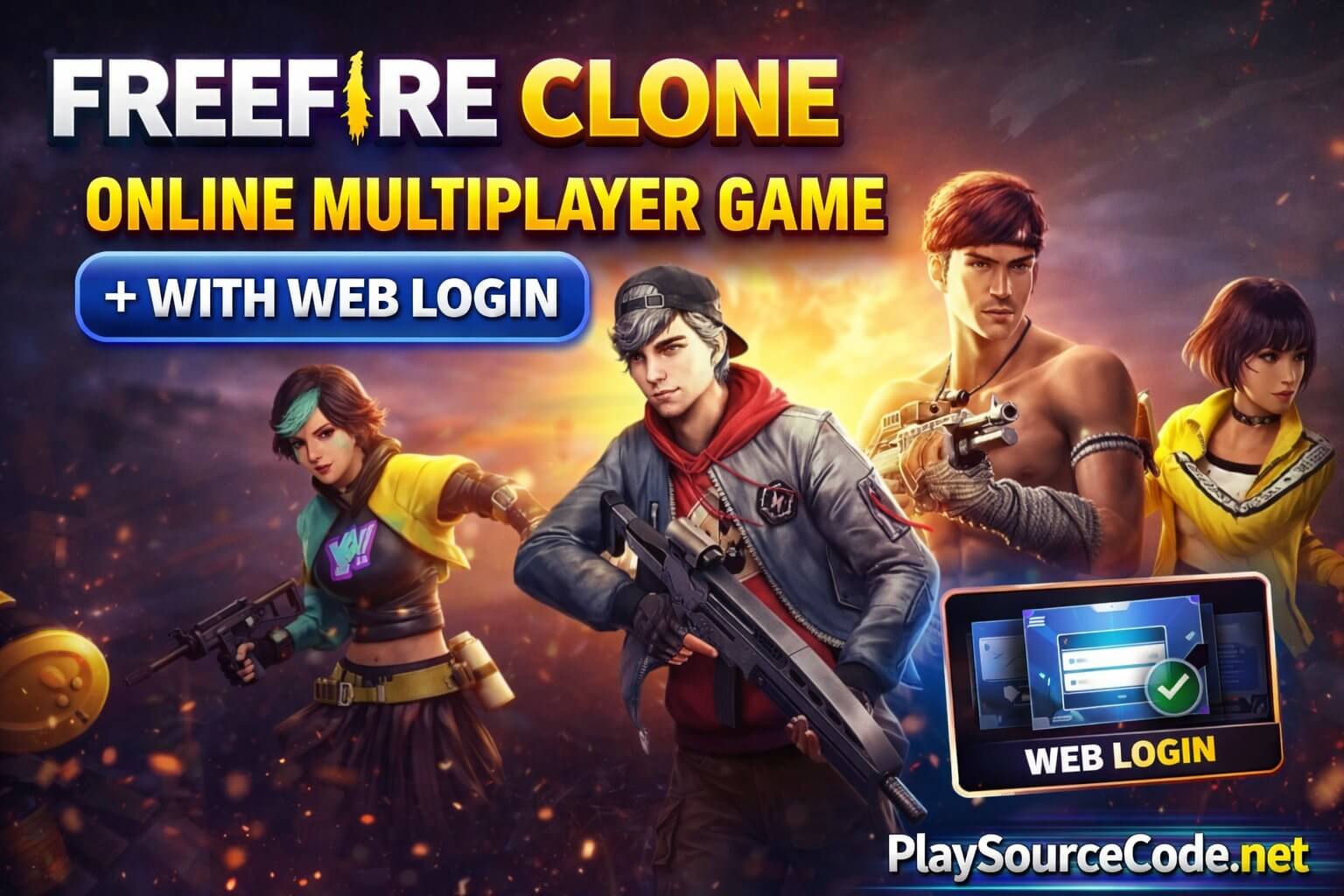 FreeFire Clone: Online Multiplayer Game with Web-Based Login System