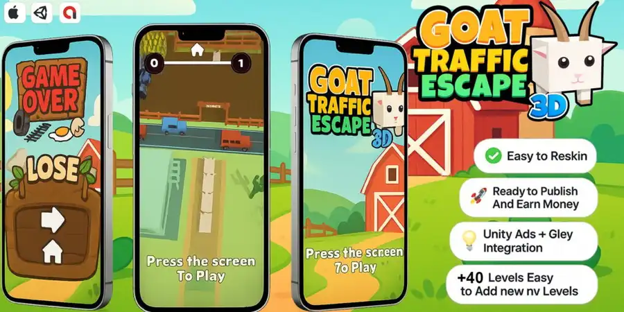 Goat Traffic Escape 3D – Hyper Casual Mobile Game