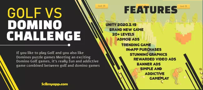Golf vs Domino Challenge – Hypercasual Puzzle Game SellUnitySourceCode