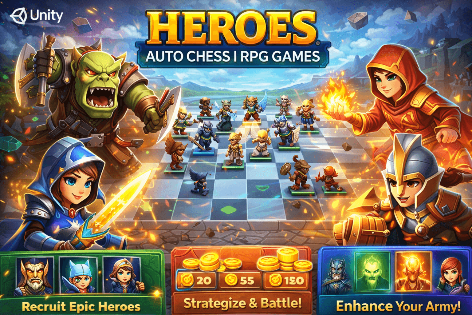 Heroes Auto Chess: Offline Strategy RPG Auto-Battler Unity Source Code