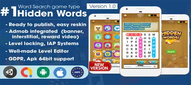 Hidden Words Puzzle SellUnitySourceCode