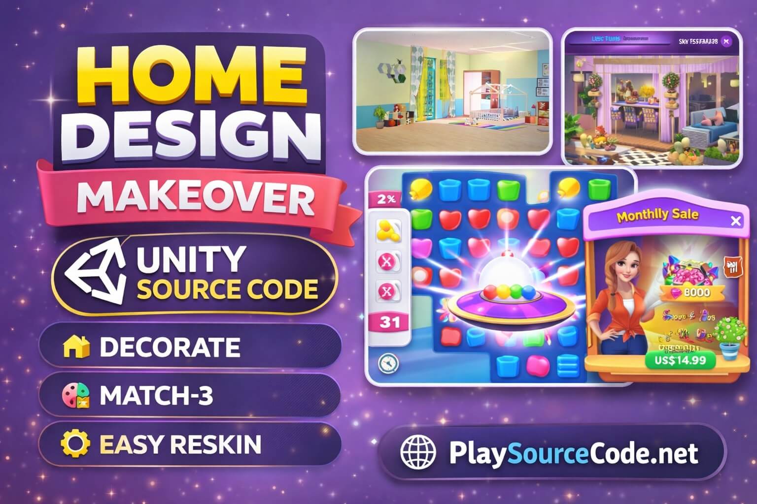 Home Design Makeover : Match-3 Game Unity Game