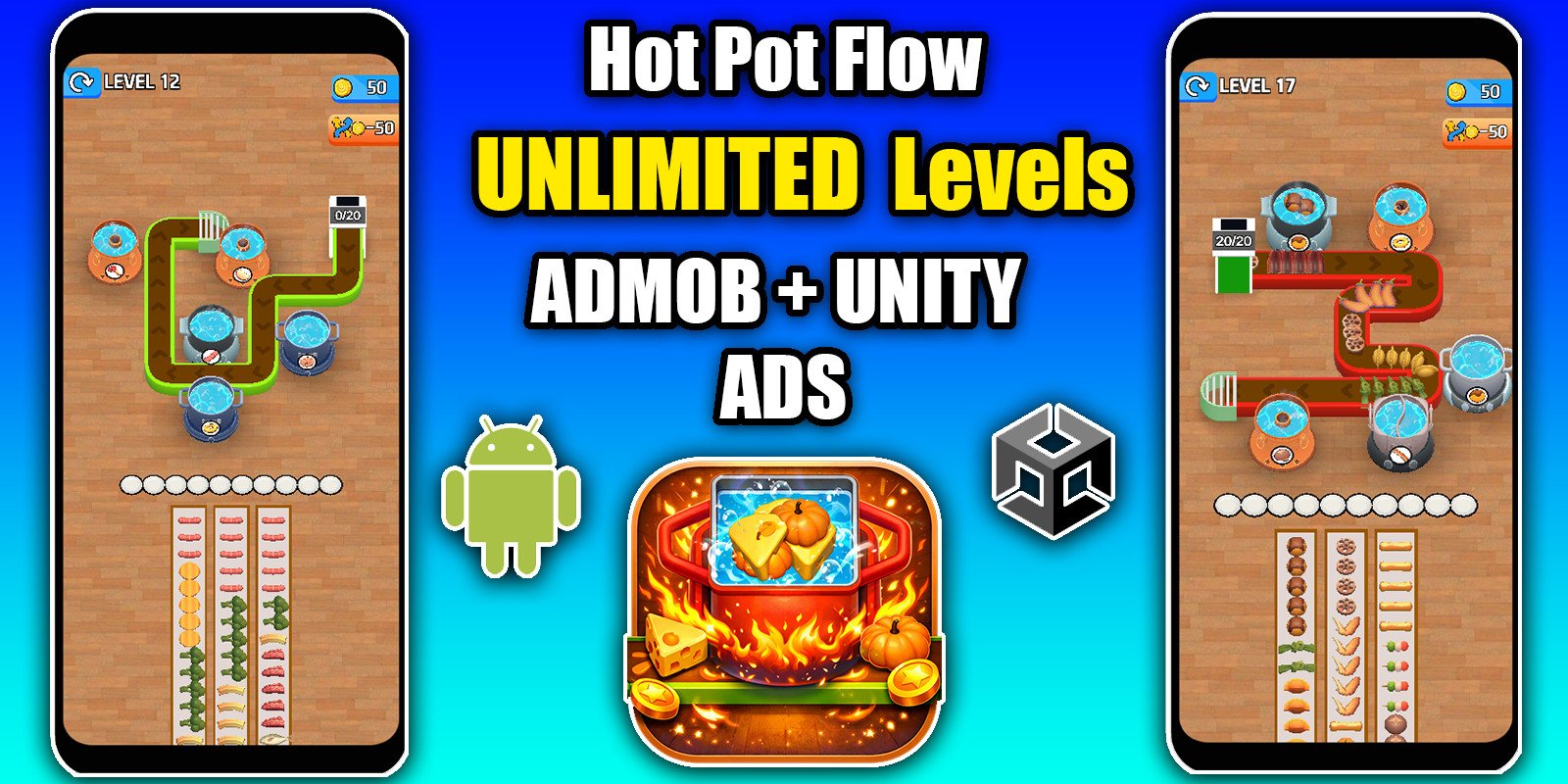 Hot Pot Flow Food 3D Unity Source Code – Premium Food Sorting Puzzle
