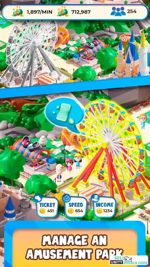 Idle Park Empire Tycoon SellUnitySourceCode screenshot 2