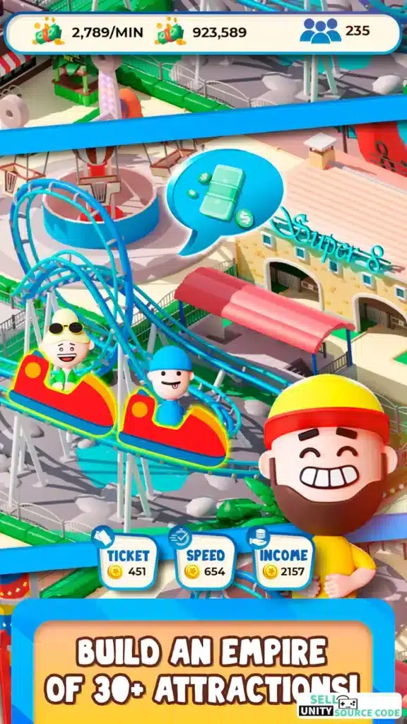 Idle Park Empire Tycoon SellUnitySourceCode screenshot 5