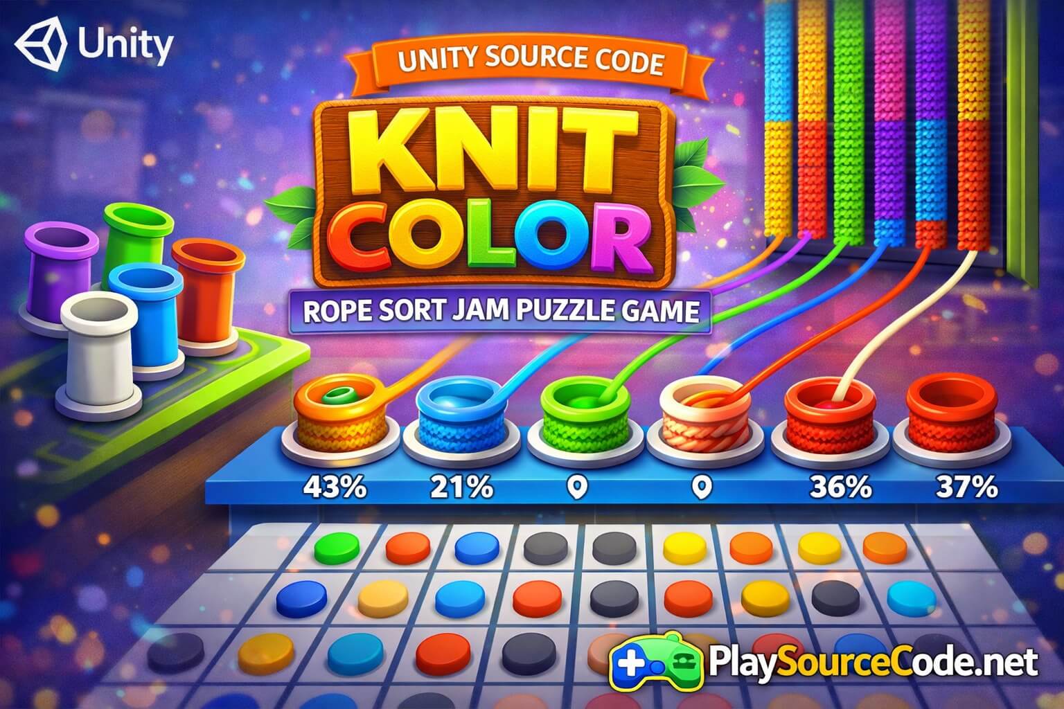 Knit Color Rope - Sort Jam Puzzle
