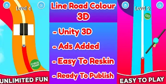 Line Road Colour 3D SellUnitySourceCode