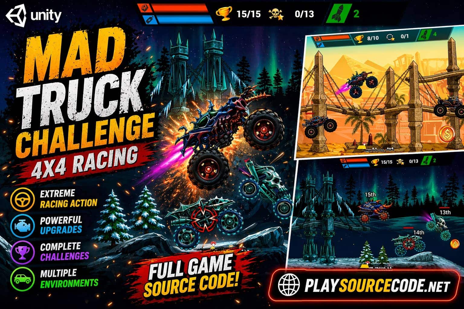Mad Truck Challenge 4x4 Racing Unity Game Code