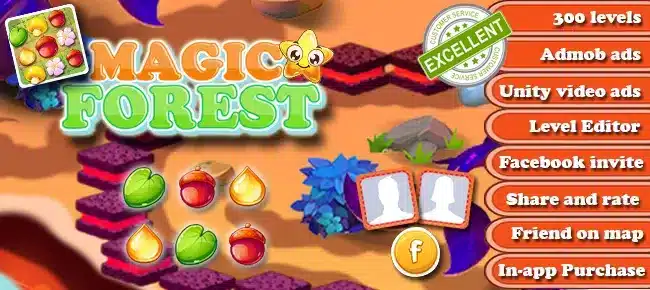 Magic Forest-Match 3 Puzzle – Unity 2020.3.3f1- 64 SellUnitySourceCode