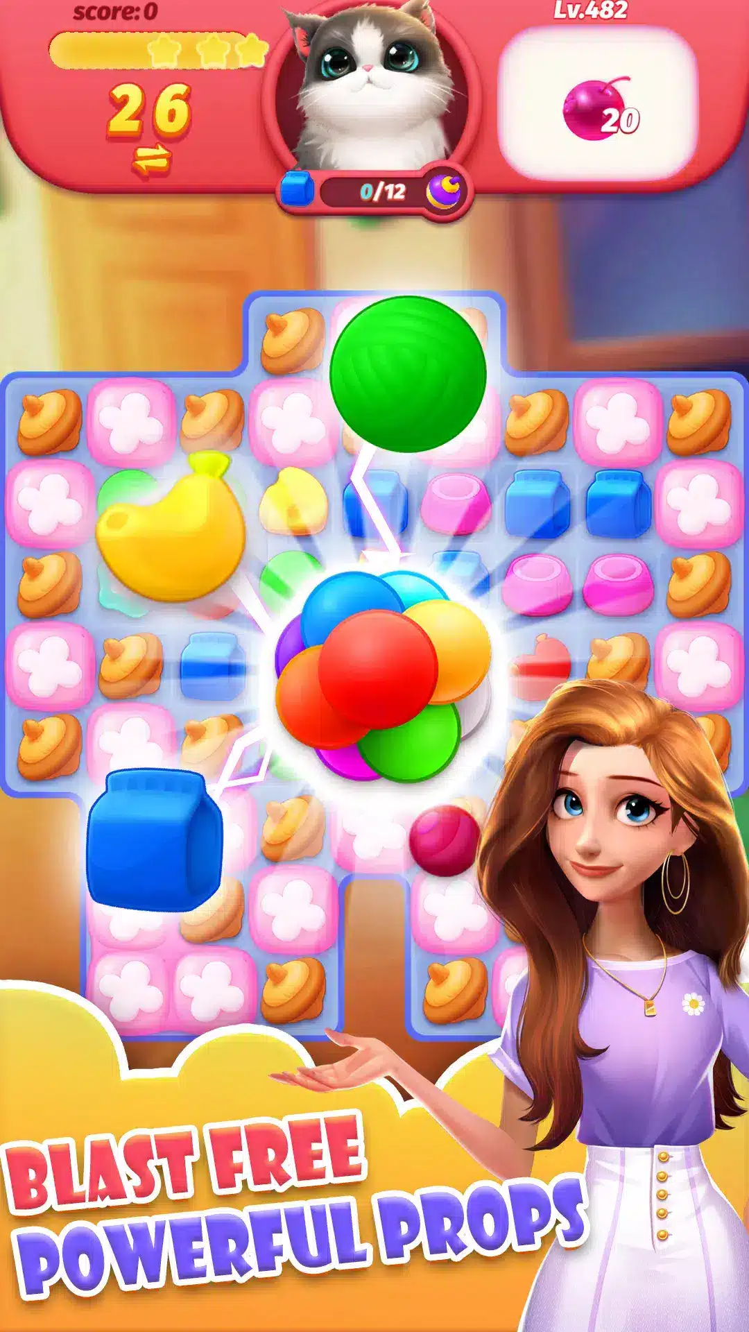 Meow Pop Blast - Match 3 Puzzle and Cat sellunitysourcecode