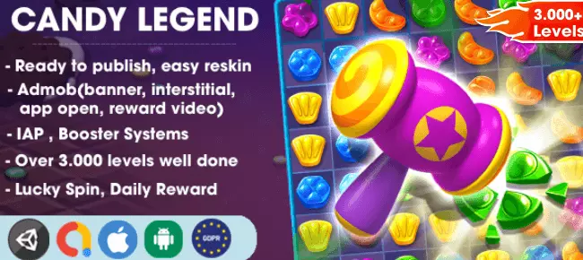 New Candy Legend Match 3 Game Complete Unity Projects - SellUnitySourceCode.com