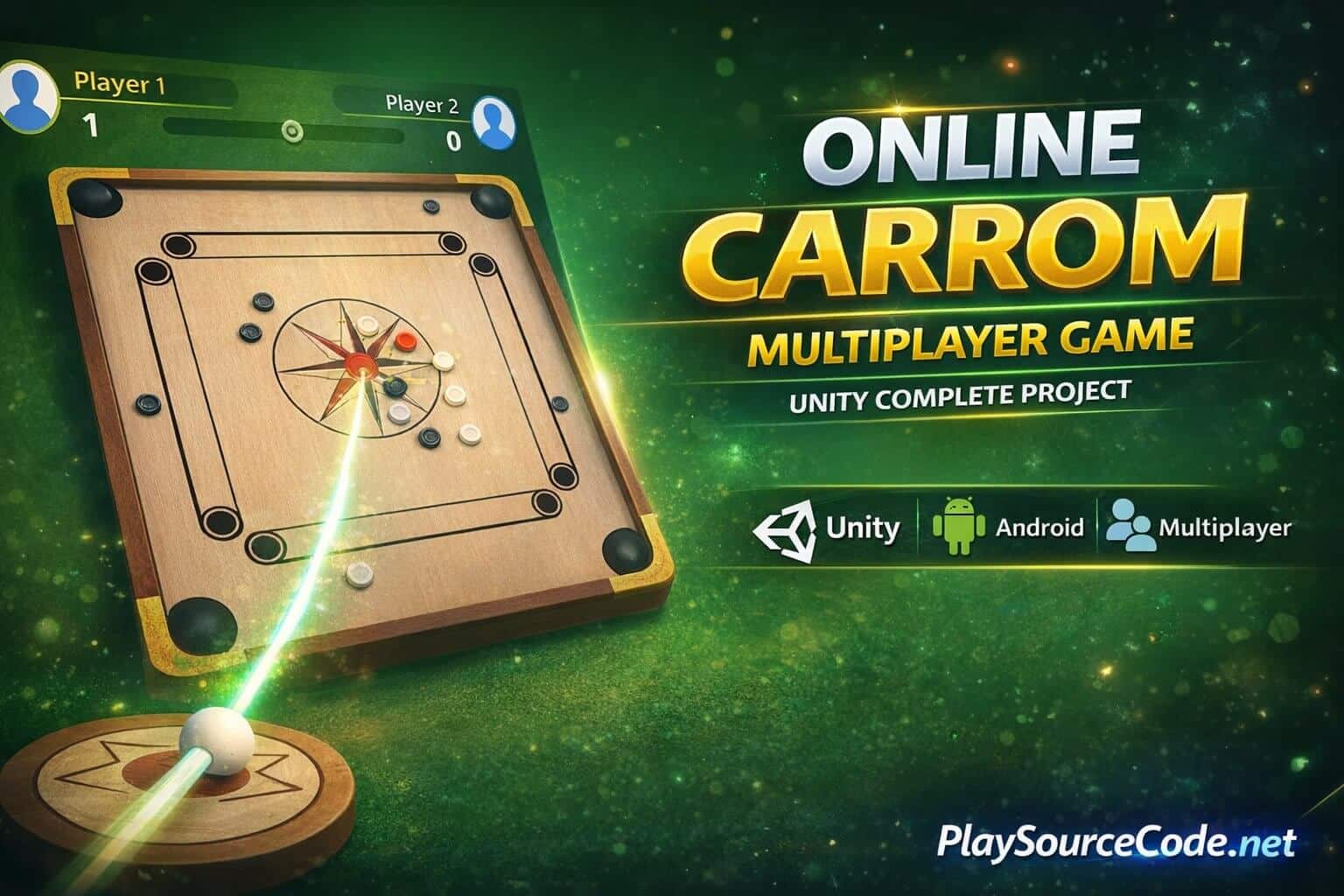 Online Multiplayer  Carrom Unity complete Project