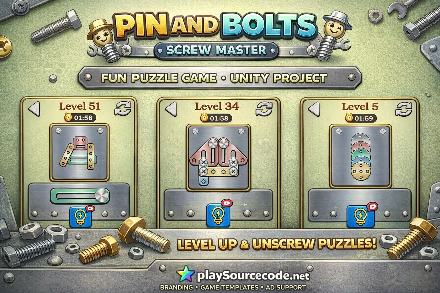 Pin and Bolts: Screw Master Unity Source Code