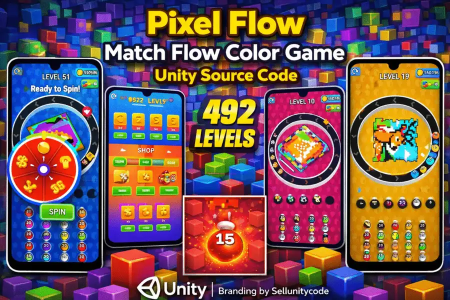 Pixel Flow Match Flow Color Game Unity Source Code