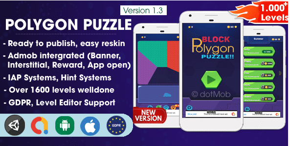 Polygon Puzzle - Unity Template Project SellUnitySourceCode screenshot 2