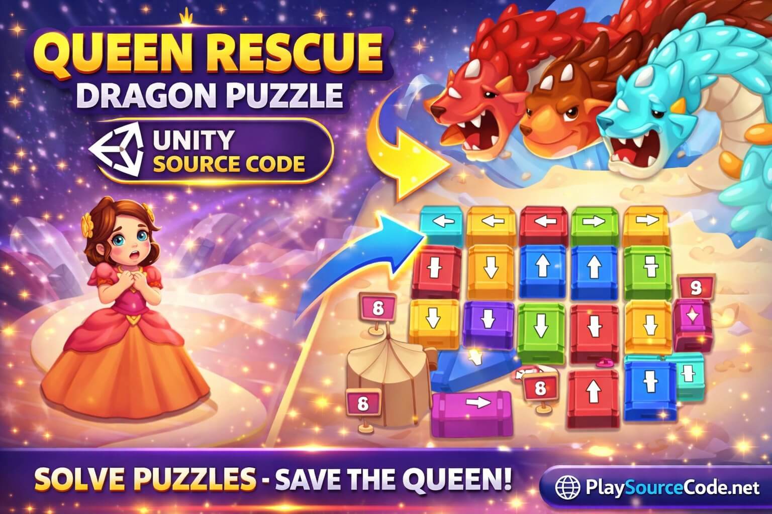 Queen Rescue - Dragon Puzzle Unity Source Code screenshot 2