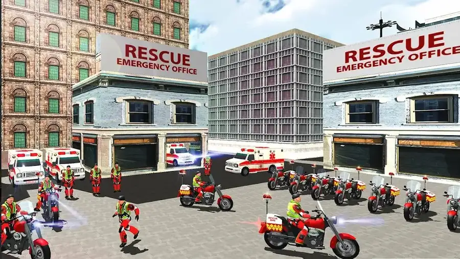Real 911 Rescue Bike Hero – City Ambulance Rider 3D | 2025 Complete Unity Projects – SellUnitySourceCode.com screenshot 4