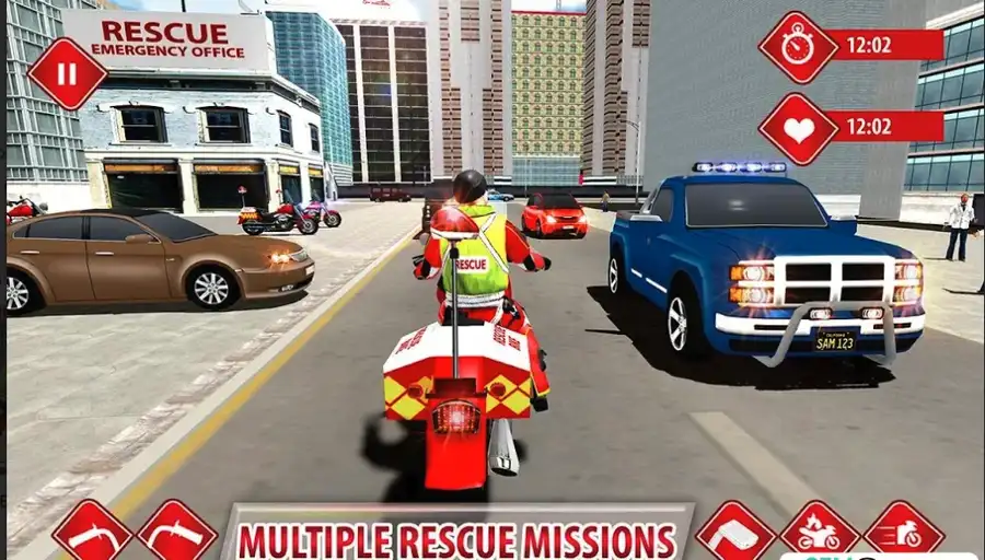 Real 911 Rescue Bike Hero – City Ambulance Rider 3D | 2025 Complete Unity Projects – SellUnitySourceCode.com screenshot 5