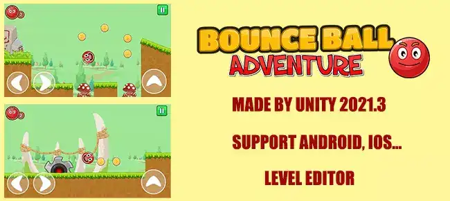 Red Bounce Ball Adventure: Platform Jump SellUnitySourceCode.com