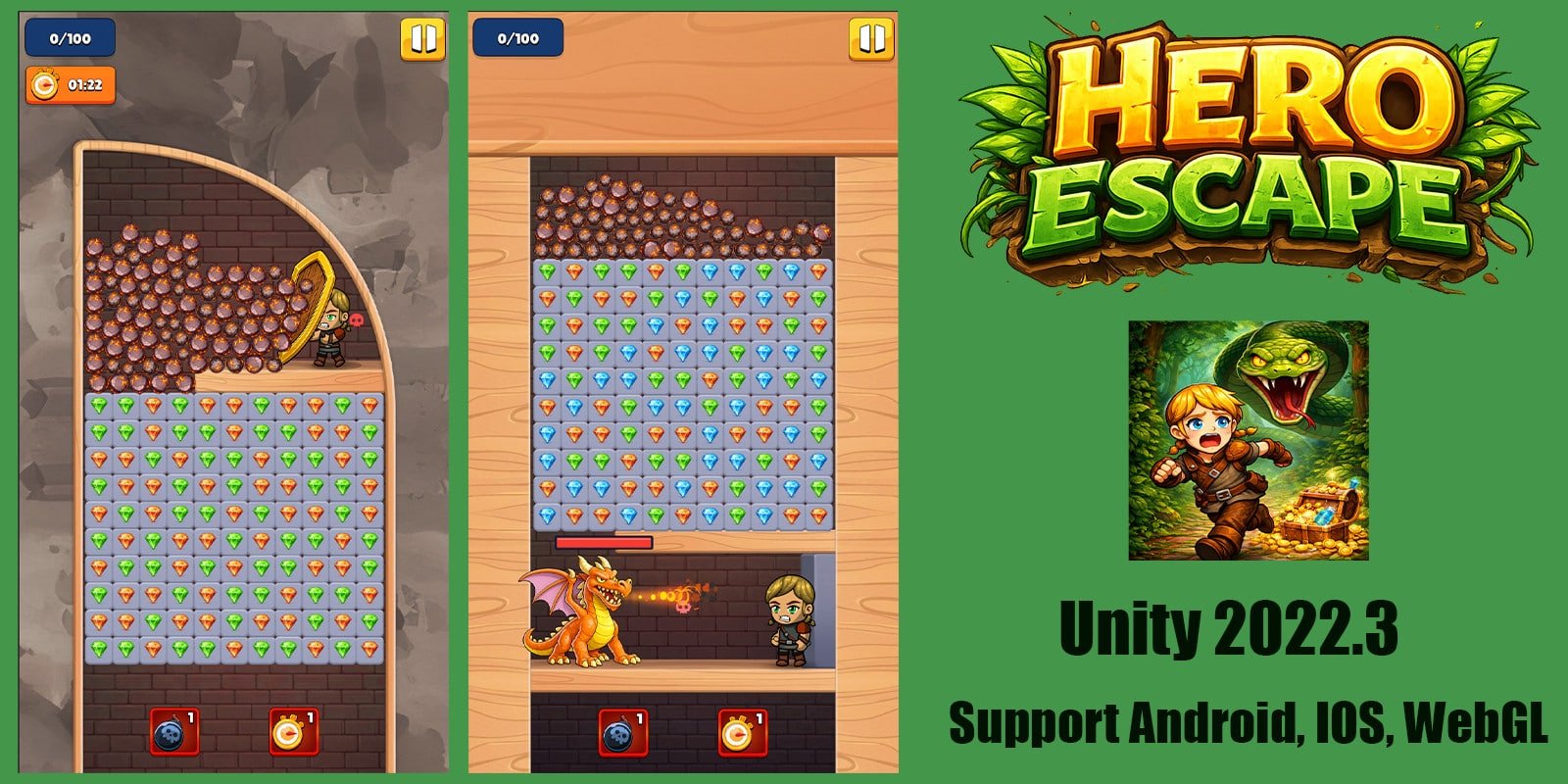Royal Hero Escape Match 3 – Puzzle Adventure Unity Game