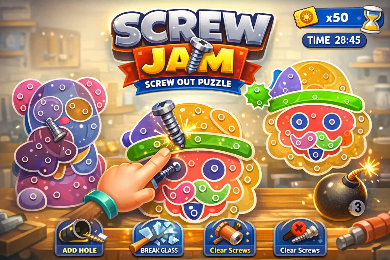 Screw Jam : Screw Out Puzzle Game Complete Unity Source Code