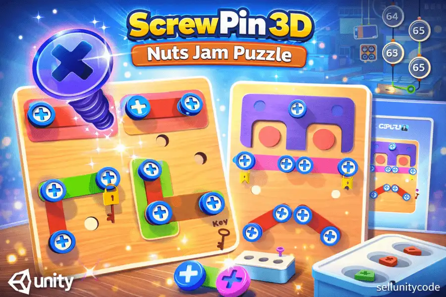 Screw Pin 3D: Nuts Jam Puzzle – 100+ Levels Unity Source Code screenshot 2
