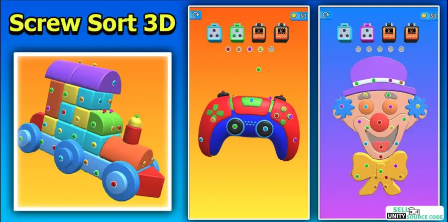 Screw Sort 3D Puzzle Game SellUnitySourceCode