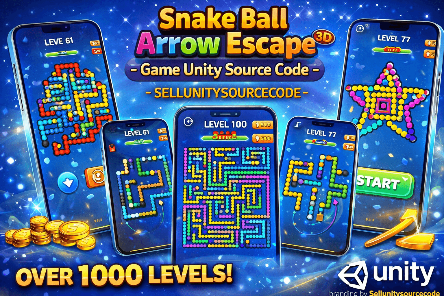 Snake Ball Arrow Escape 3D Game Unity Source Code