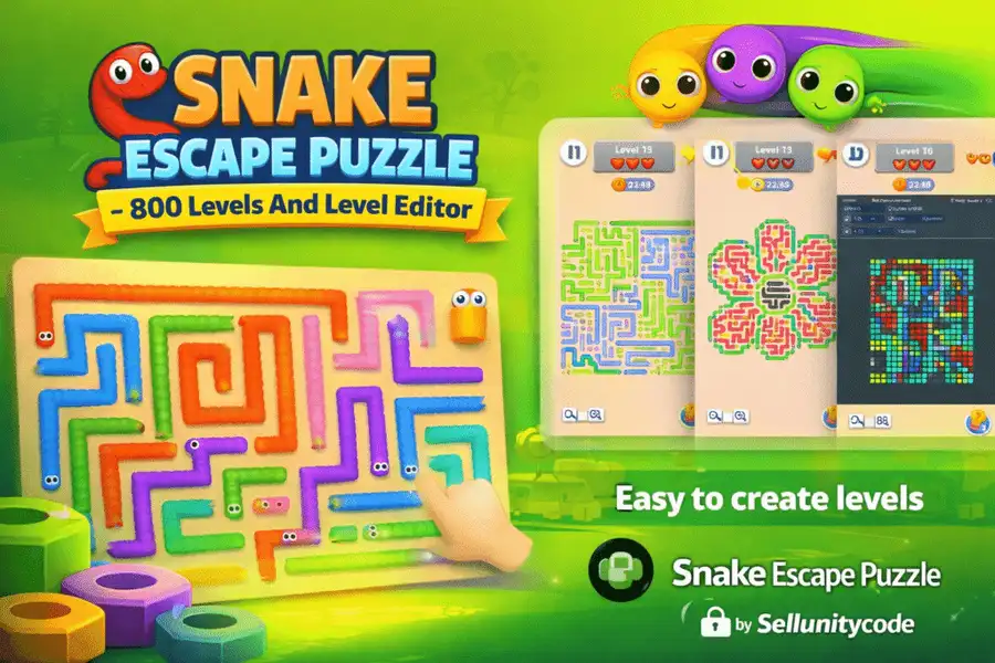 Snake Escape Puzzle: 800 Levels & Level Editor Unity Source Code screenshot 3