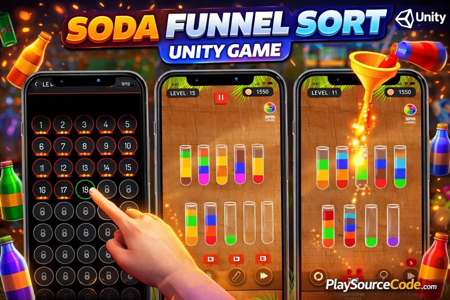 Soda Funnel Sort – Funnel Pour Sorting Game Template