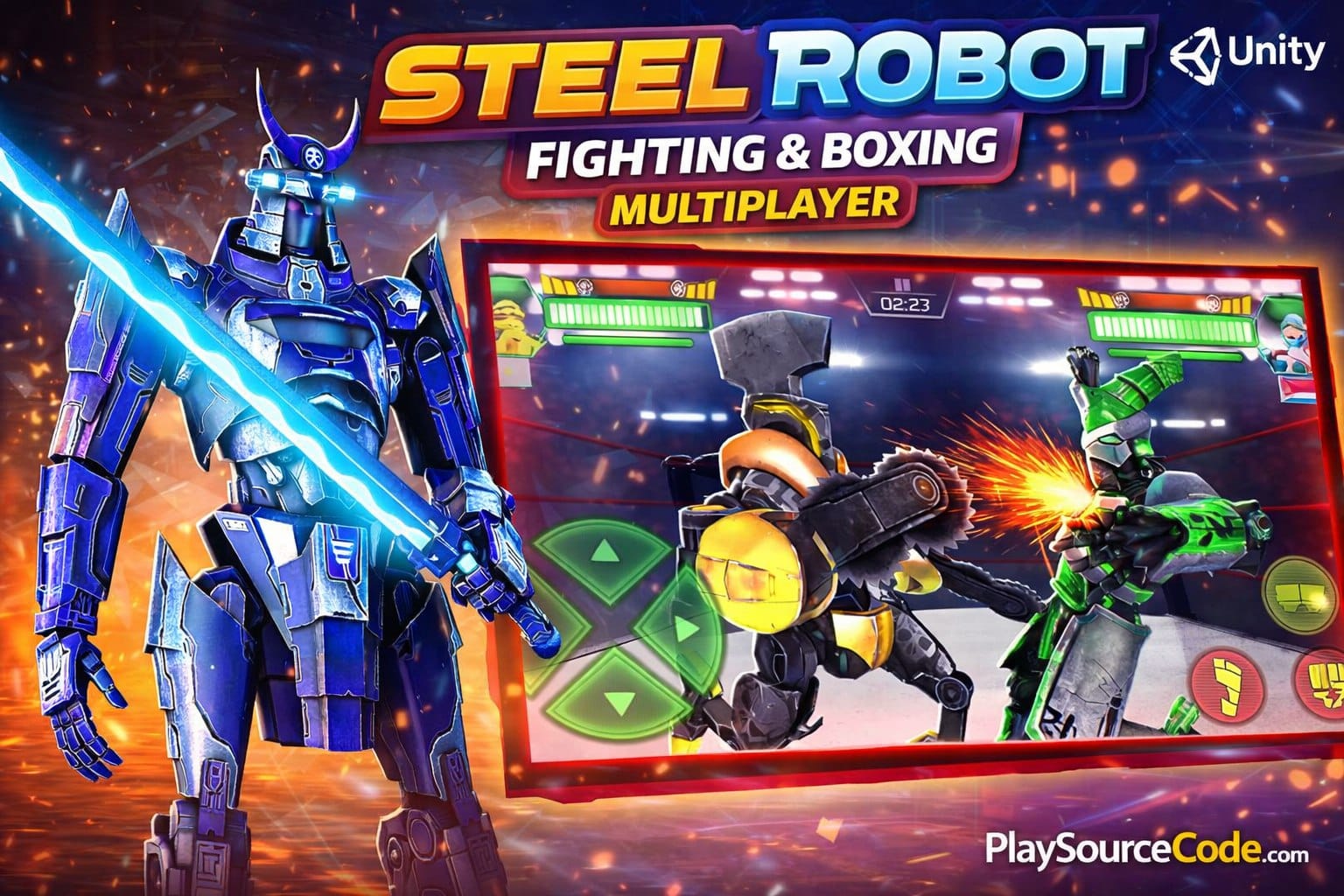 Steel Robot Fighting & Boxing Multiplayer Unity Project