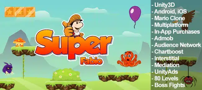 Super Fabio – Unity3D Platformer SellUnitySourceCode