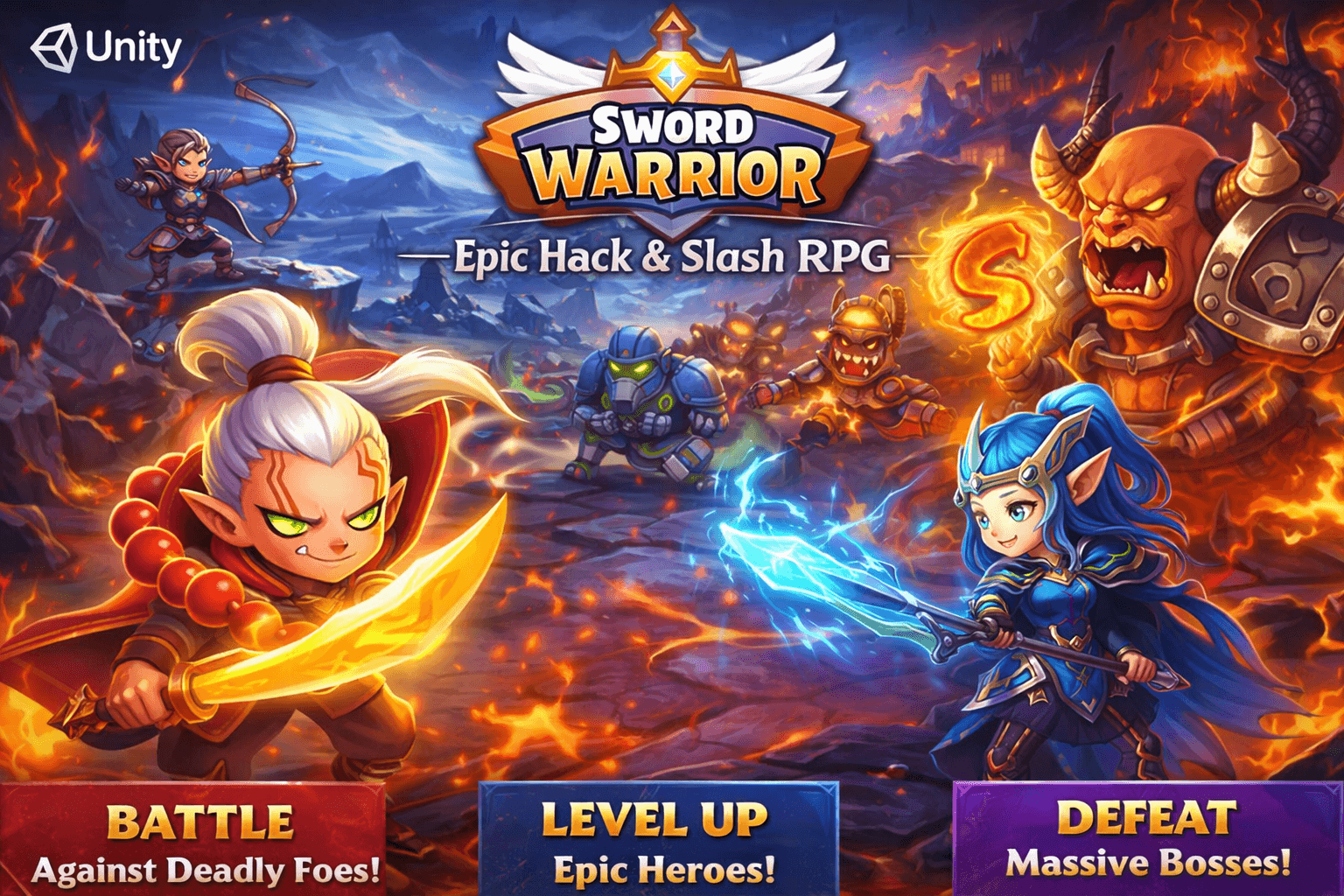 Sword Warrior: Epic Hack & Slash Action RPG Unity Source Code (Offline)