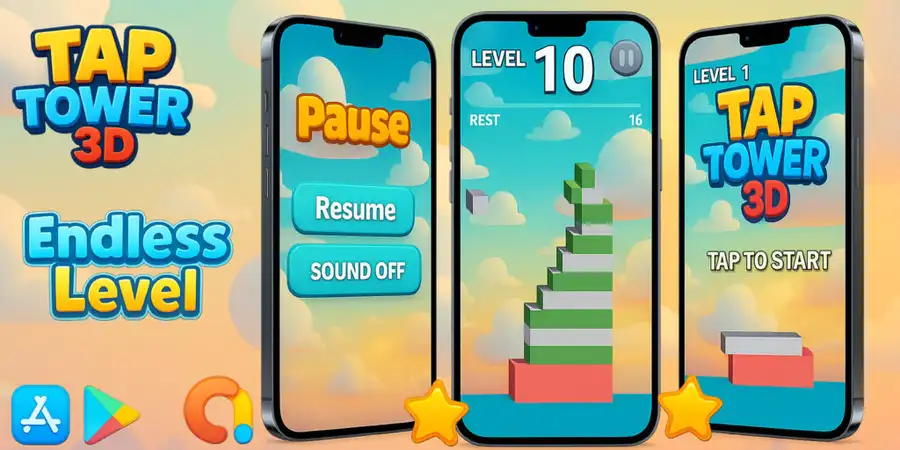 Tap Tower 3D: Casual Stacking Game Template
