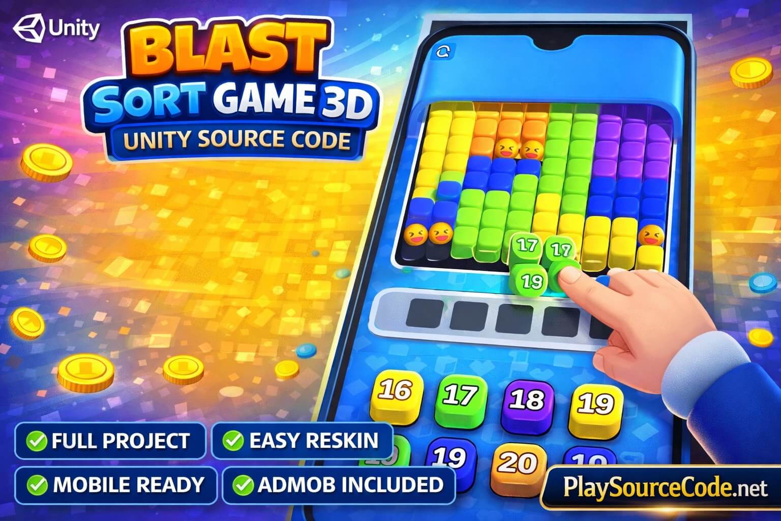 This Is Blast Sort Game 3D Unity Game Source Code