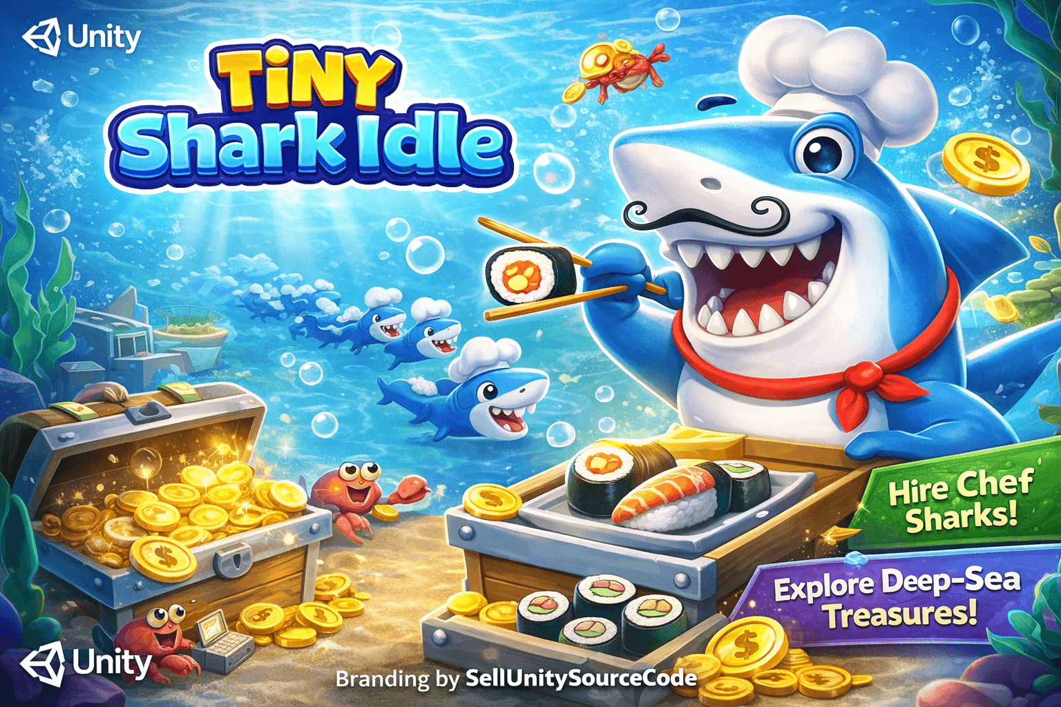 Tiny Shark Idle: Underwater Sushi Empire Tycoon Unity Source Code